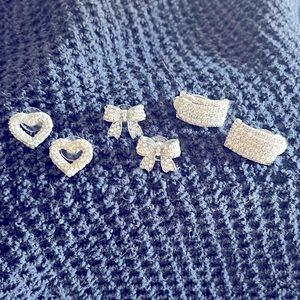 Bundle of rhinestone earrings